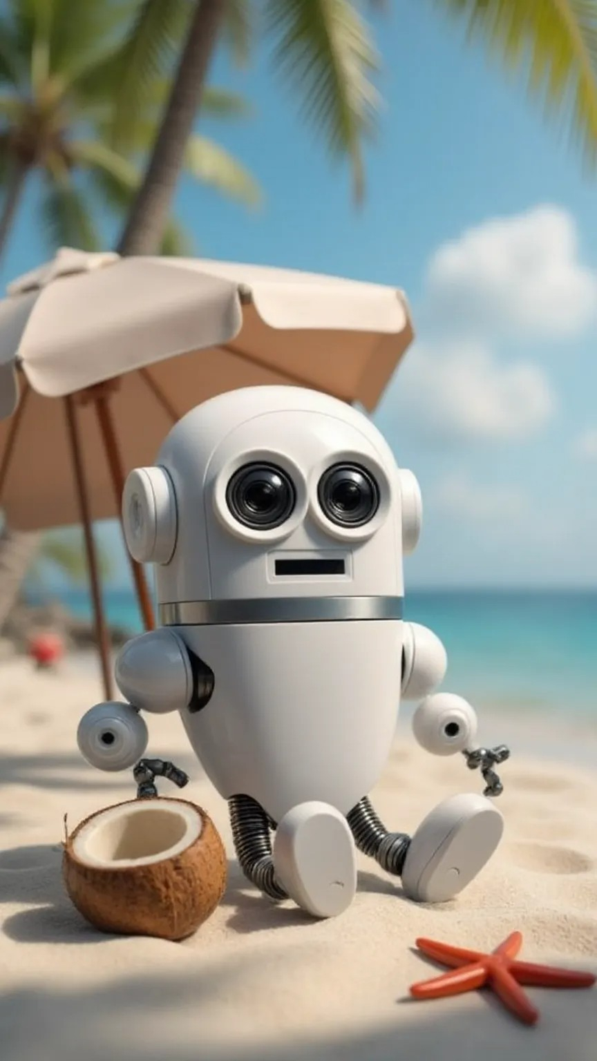 Droidy on the beach